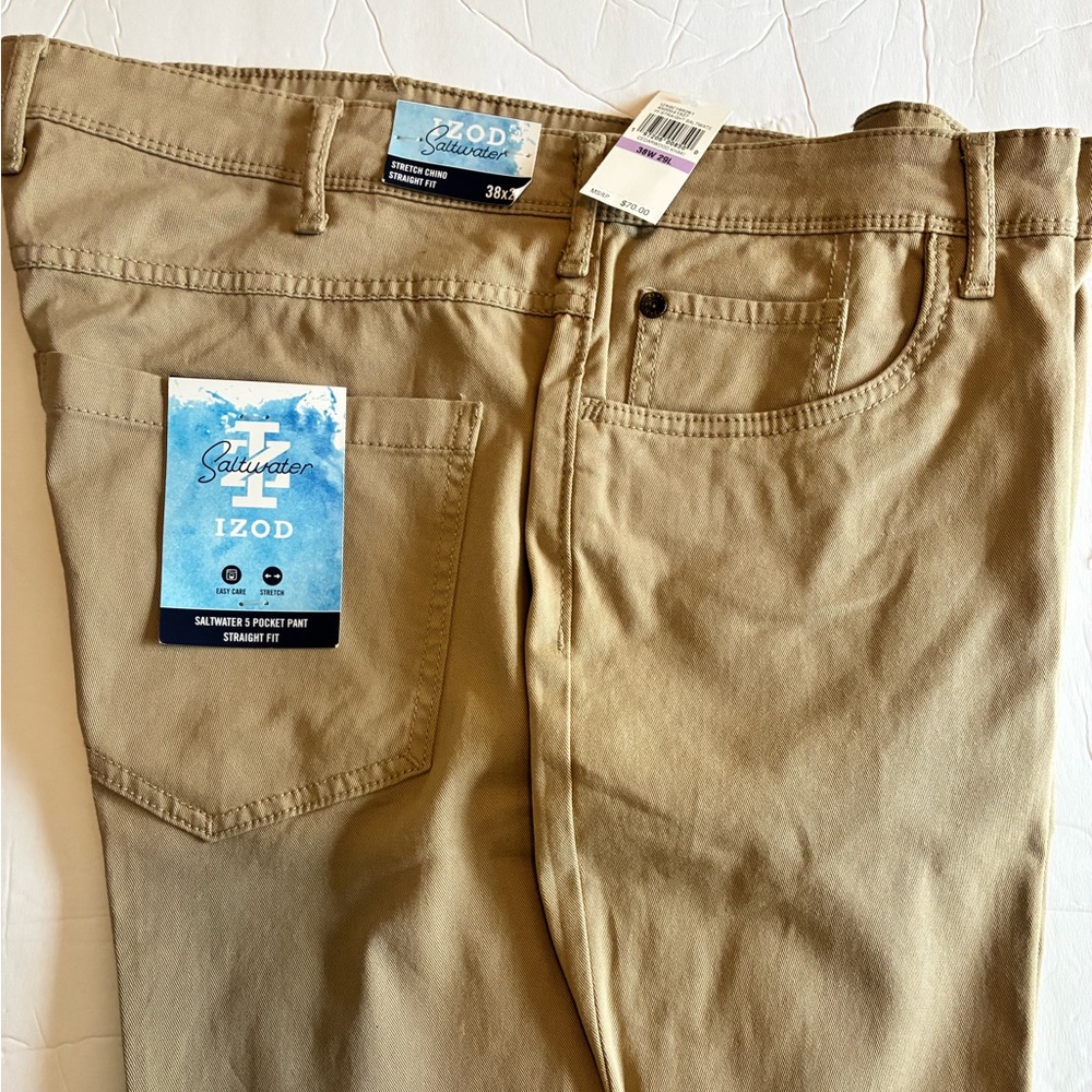 Izod Saltwater Blue Khaki stretch chino Straight Fit Pants 38x29